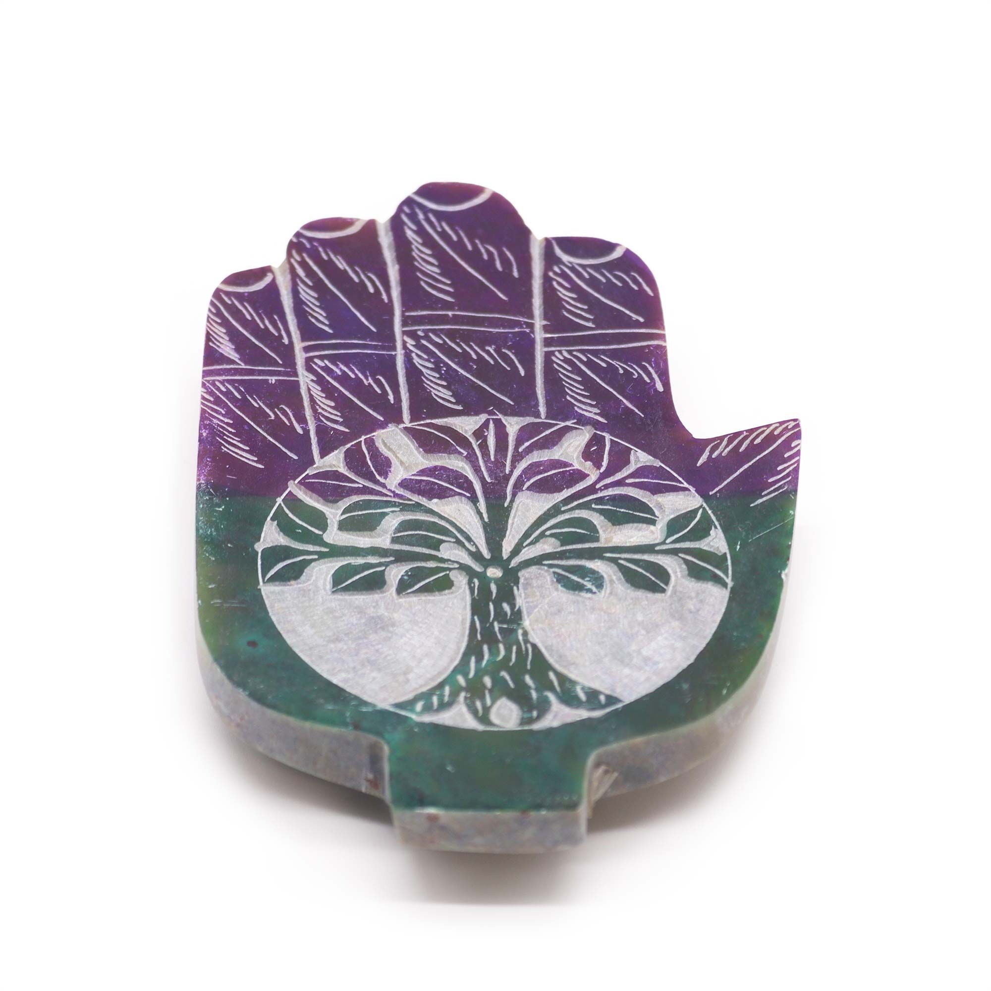 Porta-incienso Med Hamsa de Esteatita 13x9cm - Árbol de la Vida - Imagen 2
