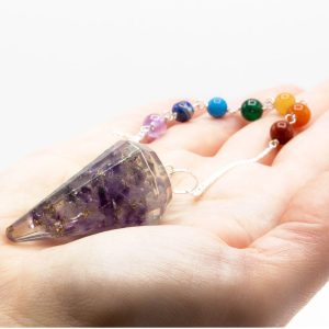 Péndulo del chakra del poder de orgonita - Amatista