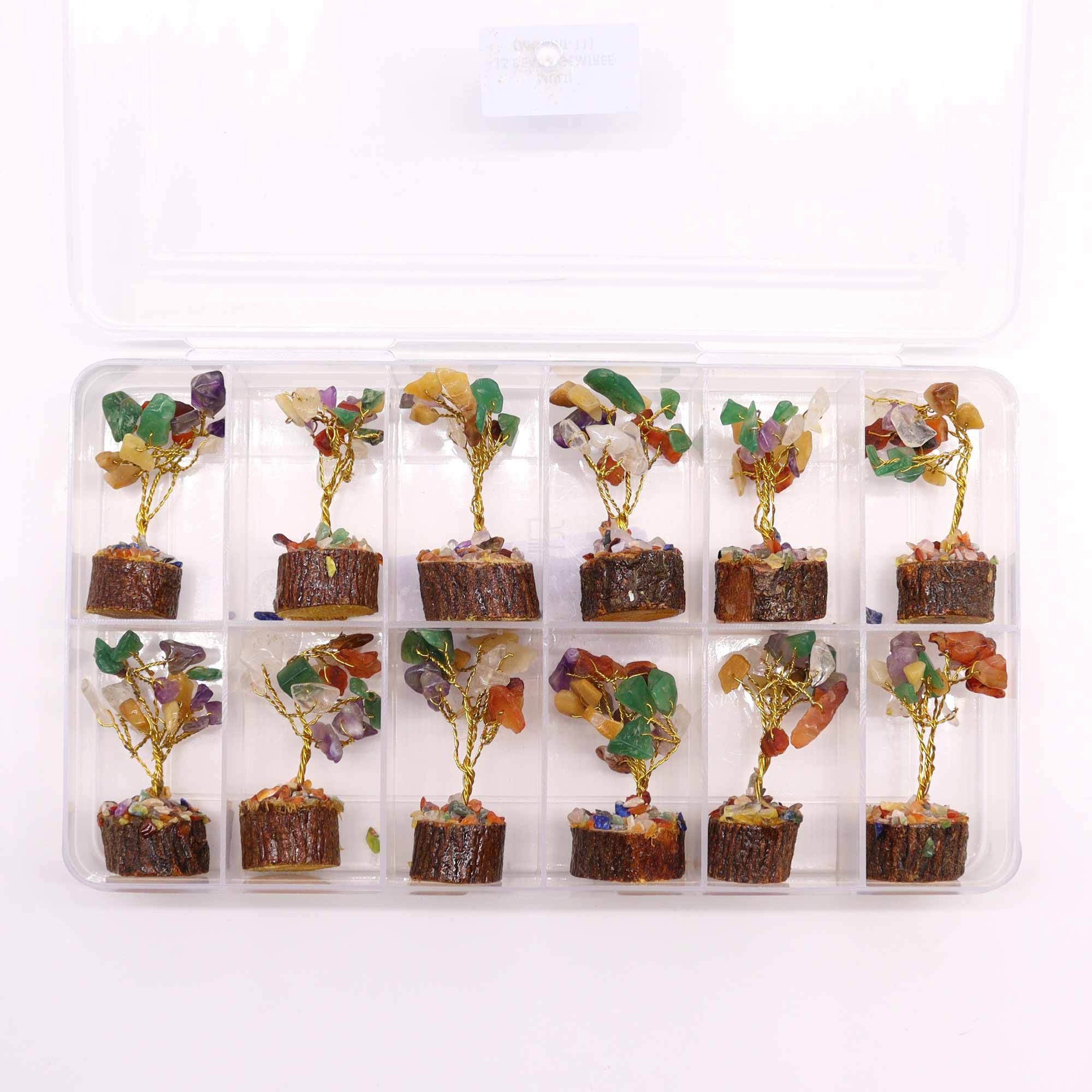 Mini árbol de piedras preciosas sobre base de madera - Piedras múltiples (15 piedras) - Imagen 6