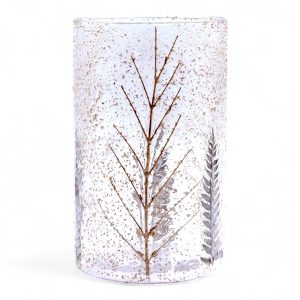 Portavelas de Vidrio floral natural - Jarrón alto - pino (19x11cm)