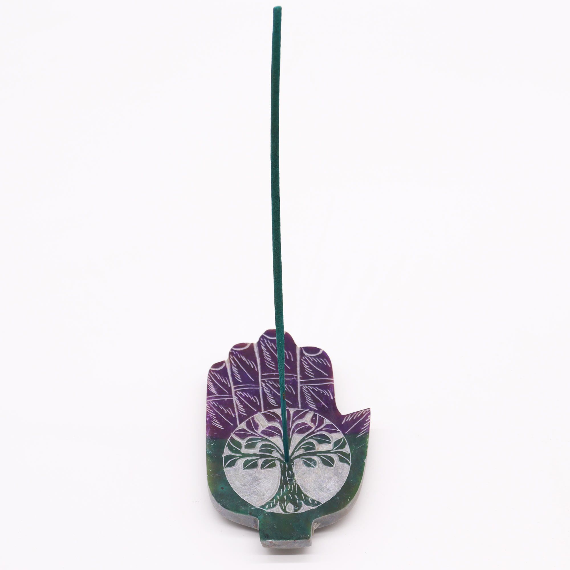 Porta-incienso Med Hamsa de Esteatita 13x9cm - Árbol de la Vida - Imagen 3