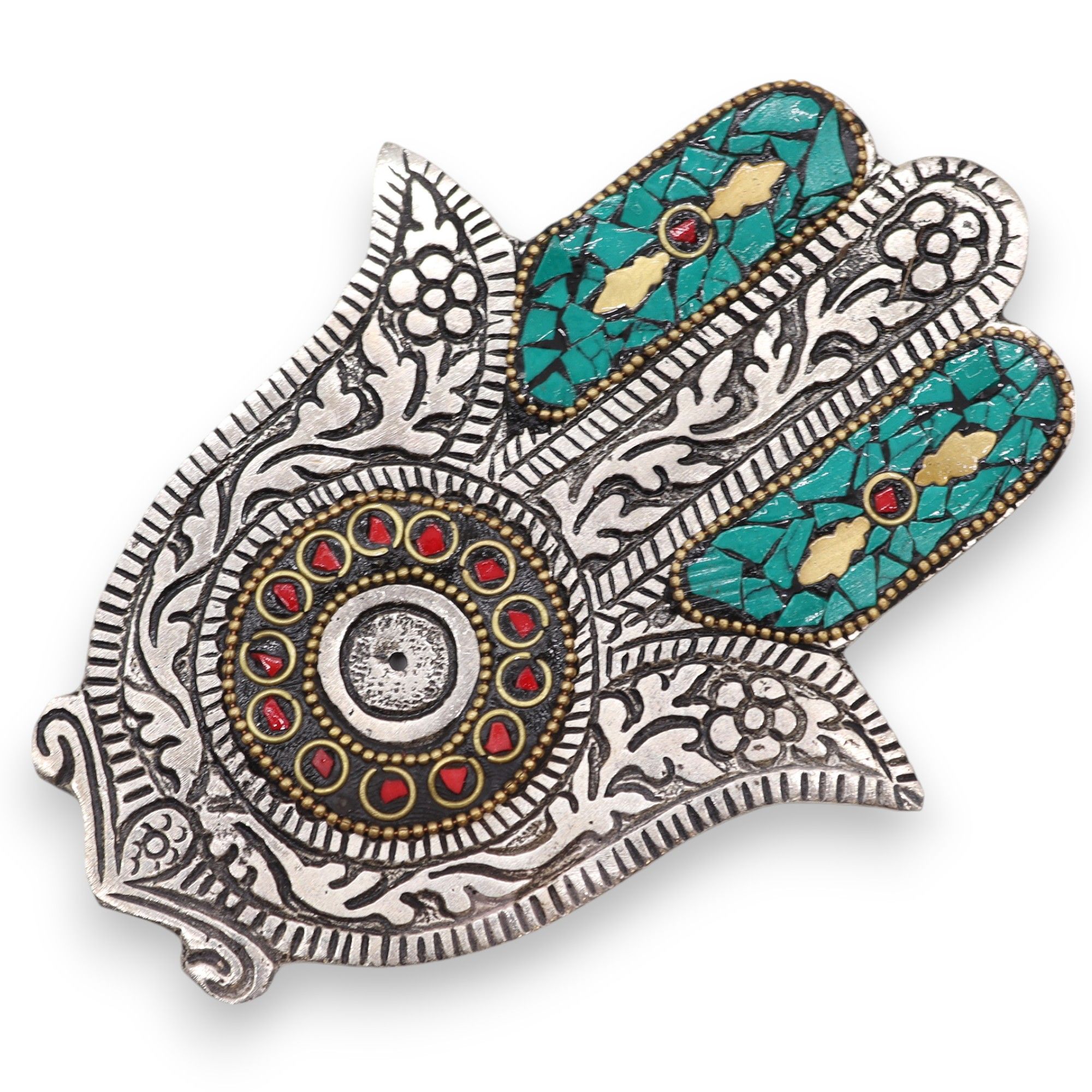 Porta-incienso Hamsa Verde Pequeño 13x5.5cm - Imagen 3