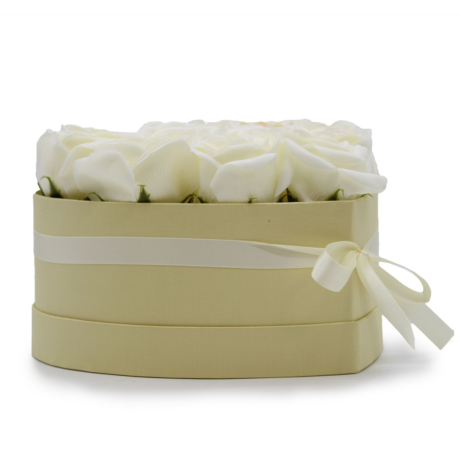 Caja de Regalo - Flor de Jabón 13 Rosas Crema - corazon - Imagen 2
