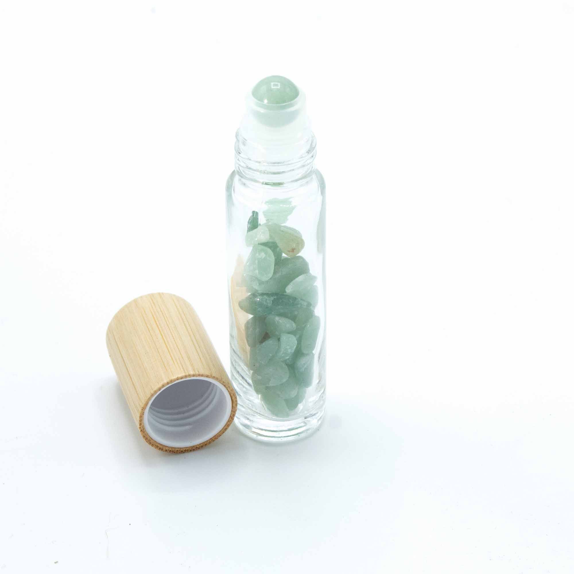 Botella de rodillo de aceite esencial de piedras preciosas - Aventurina - Tapa de madera - Imagen 4
