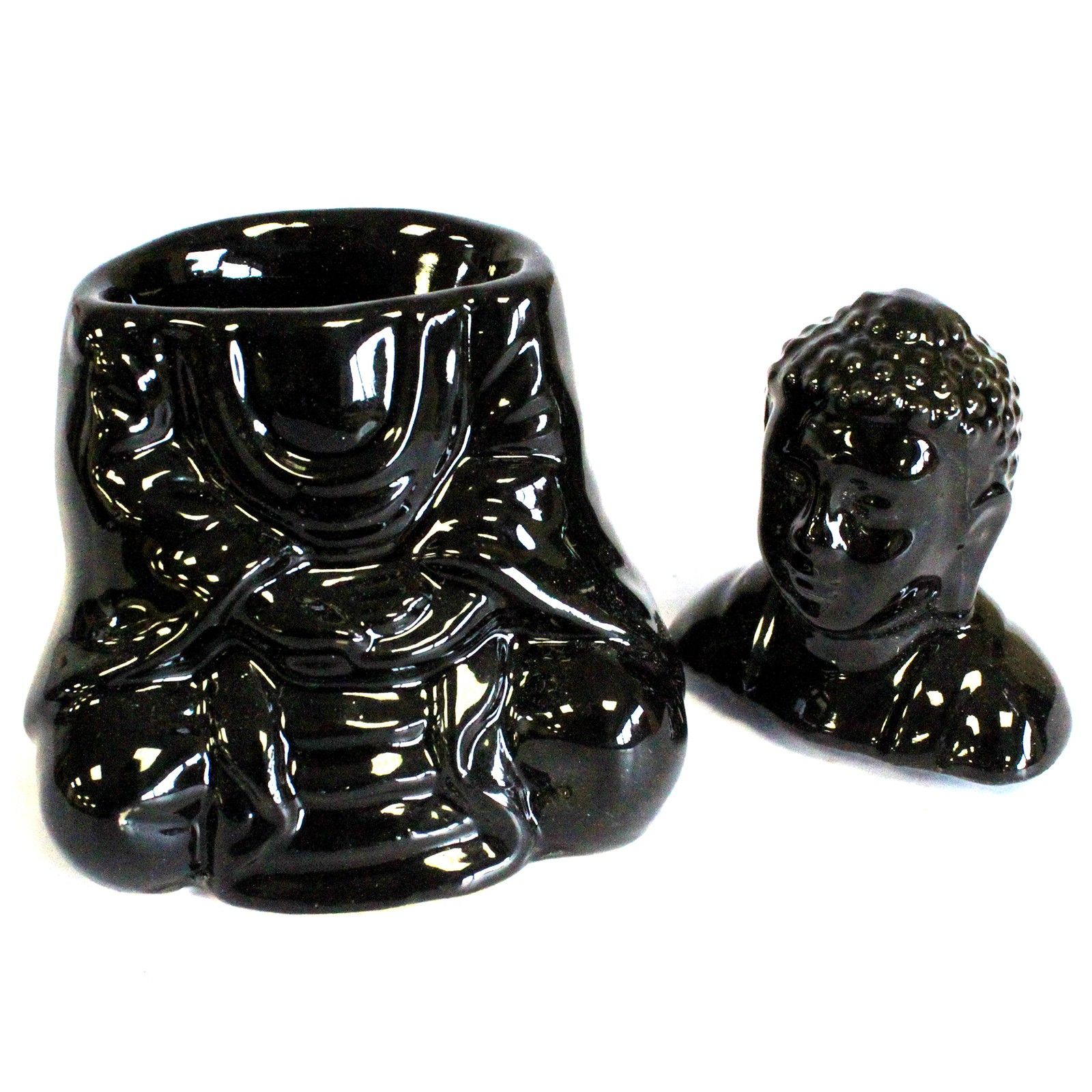 Quemador aceite Buda sentado - negro - Imagen 3