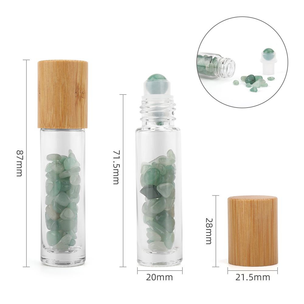 Botella de rodillo de aceite esencial de piedras preciosas - Aventurina - Tapa de madera - Imagen 3
