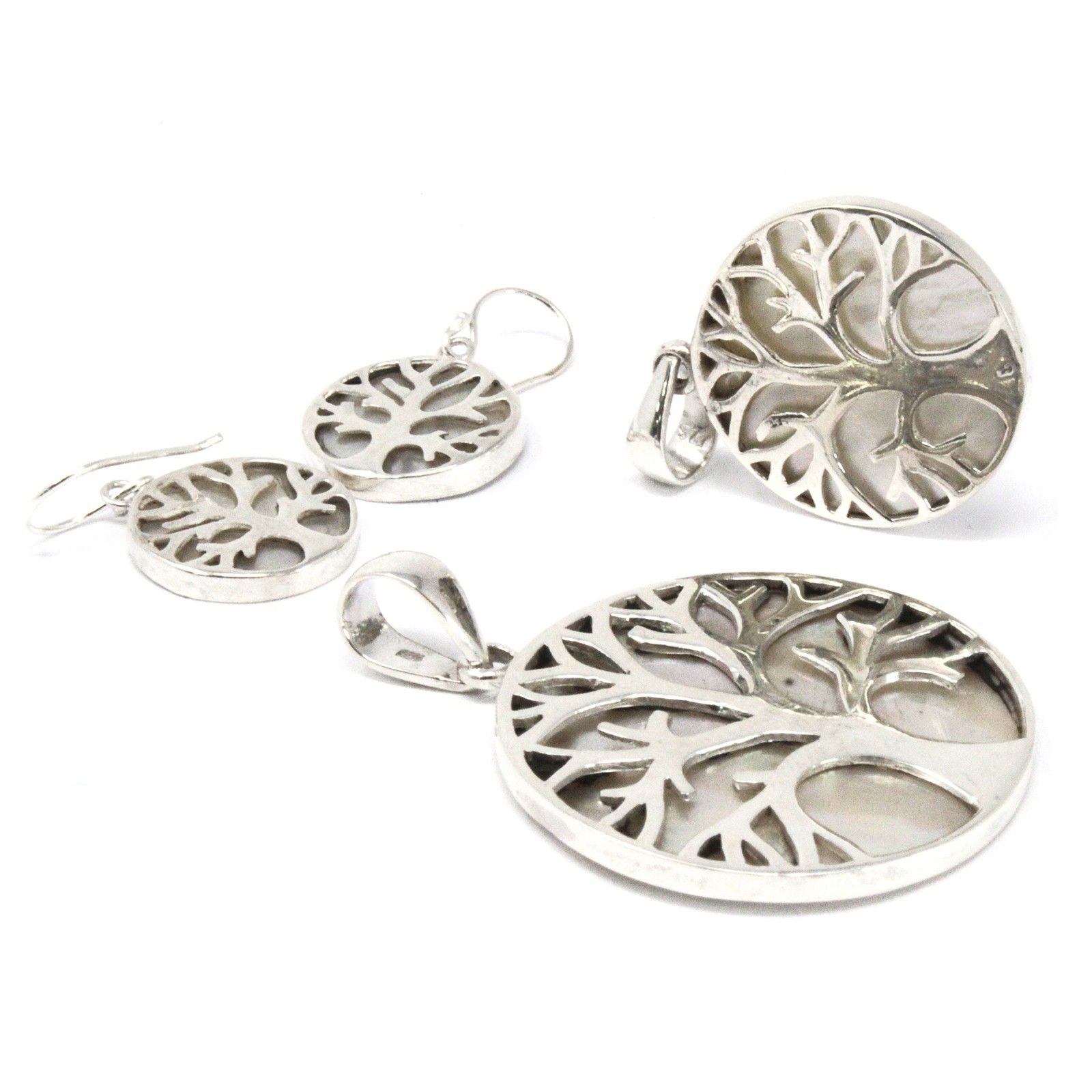 Pendientes de Plata Árbol de la Vida 15mm - Madre Perla - Imagen 4