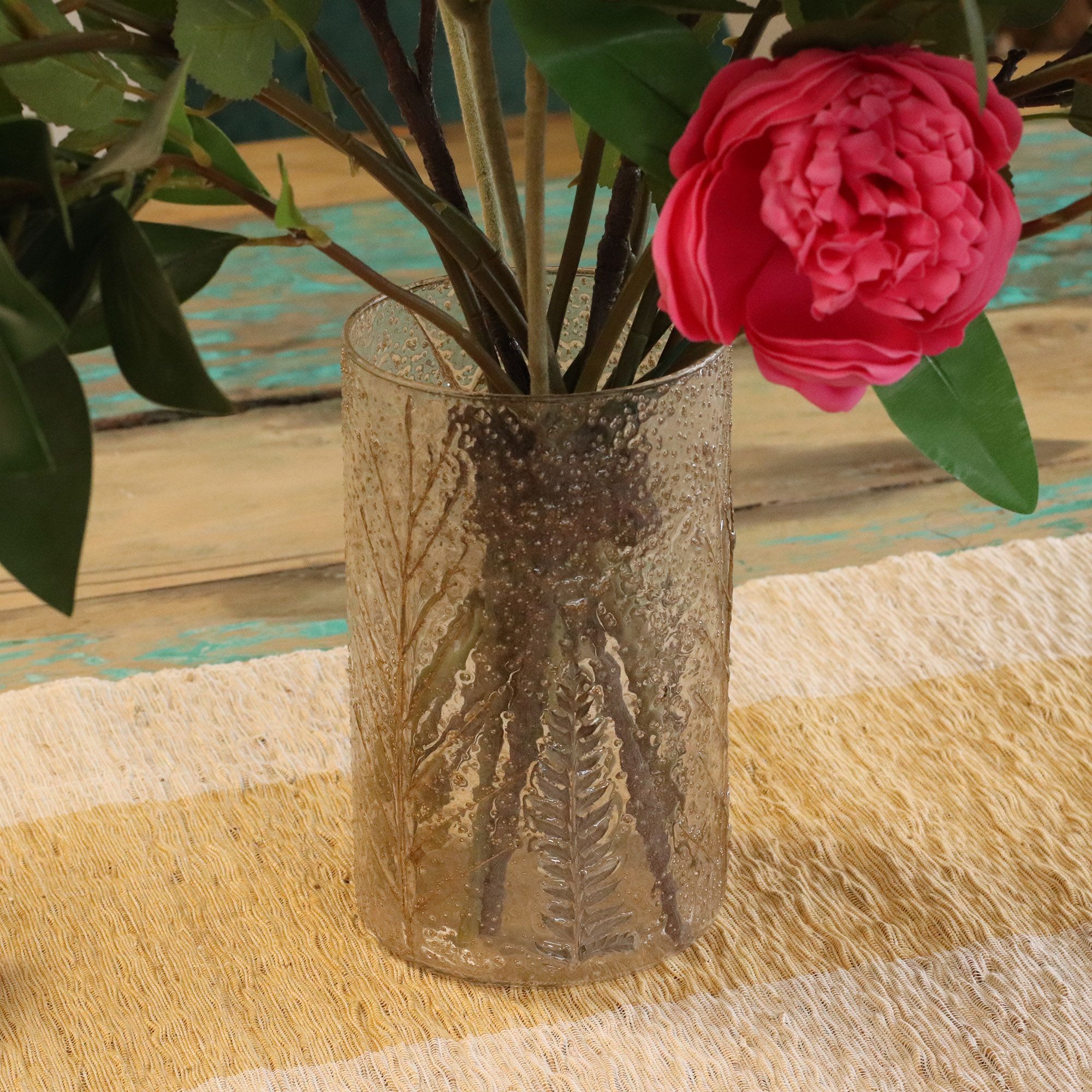 Portavelas de Vidrio floral natural - Jarrón alto - pino (19x11cm) - Imagen 3