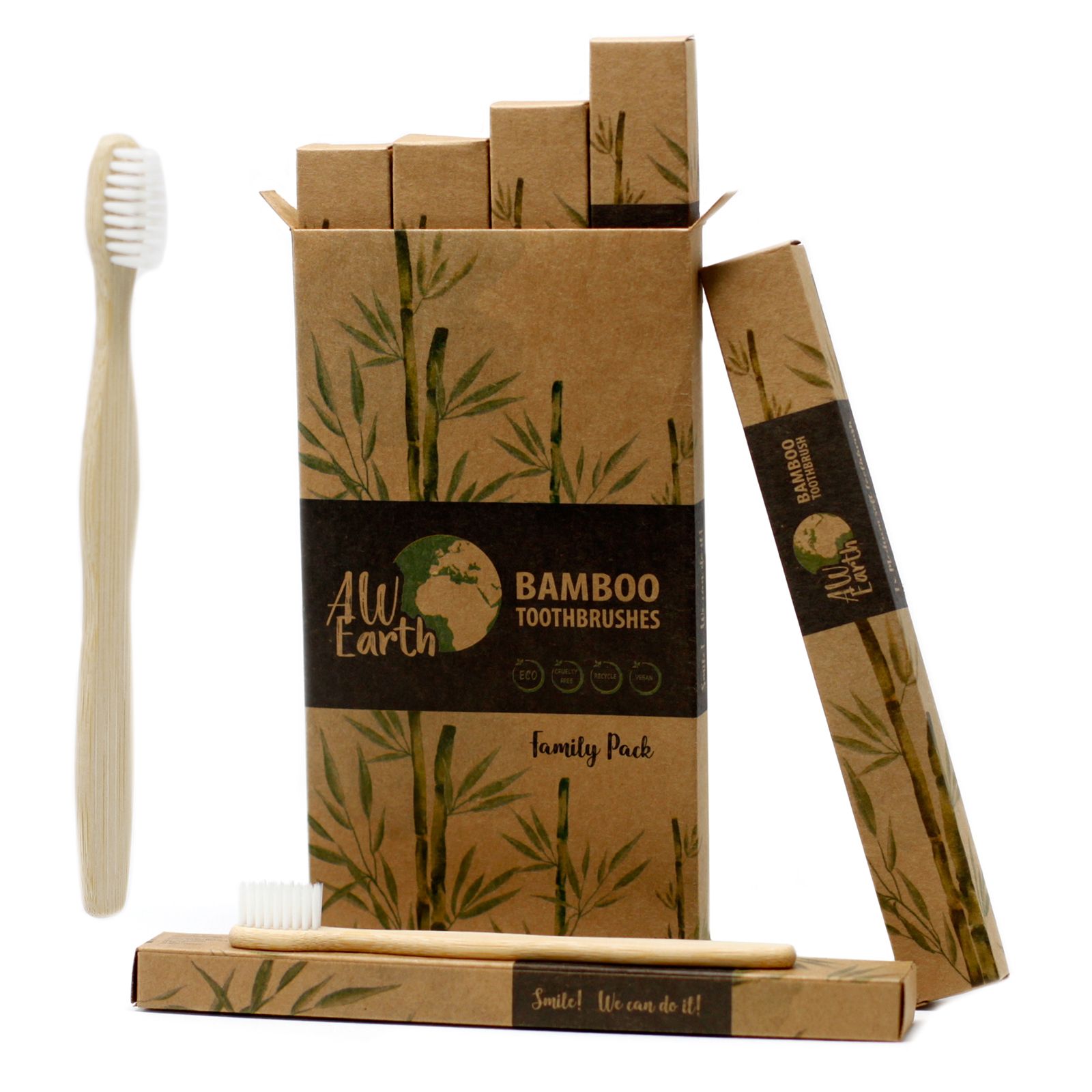 Cajas de 4 Cepillos de bambú-Blanco-2 Adultos 2Niños - Imagen 6