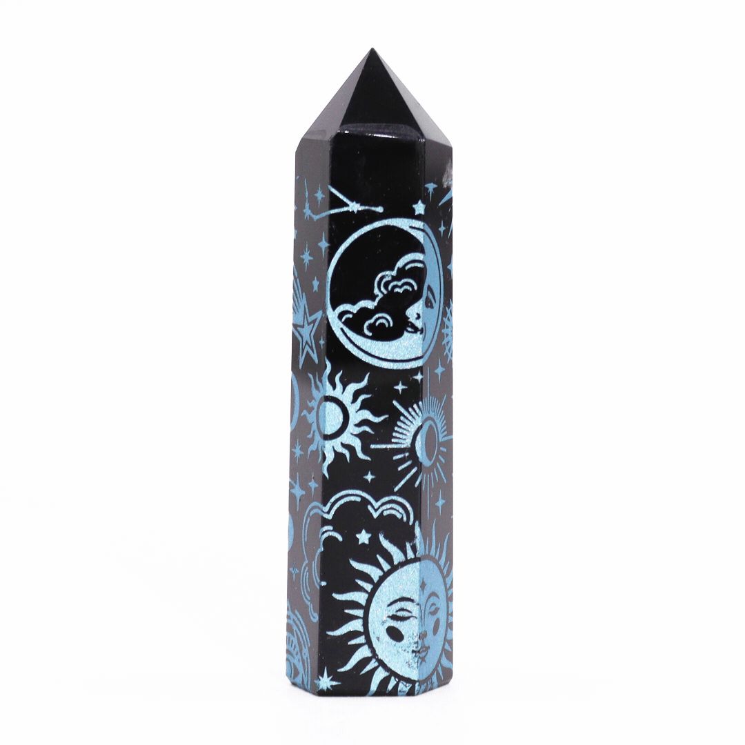 Puntas de Obsidiana Negra (aprox 60-70 gm 9cm) - Historia Mística - Azul Cielo - Imagen 6