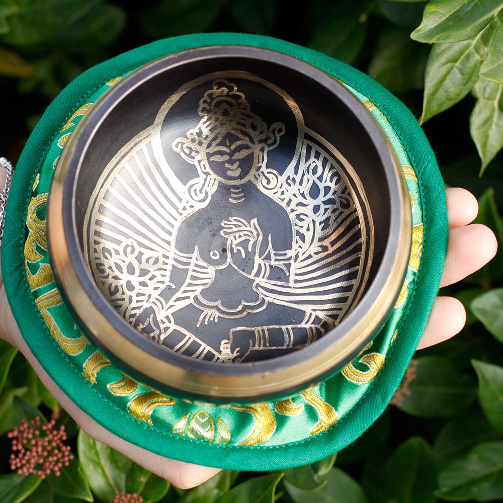 Cuenco tibetano set - Tara Verde 10cm (min 400gm) - Imagen 4