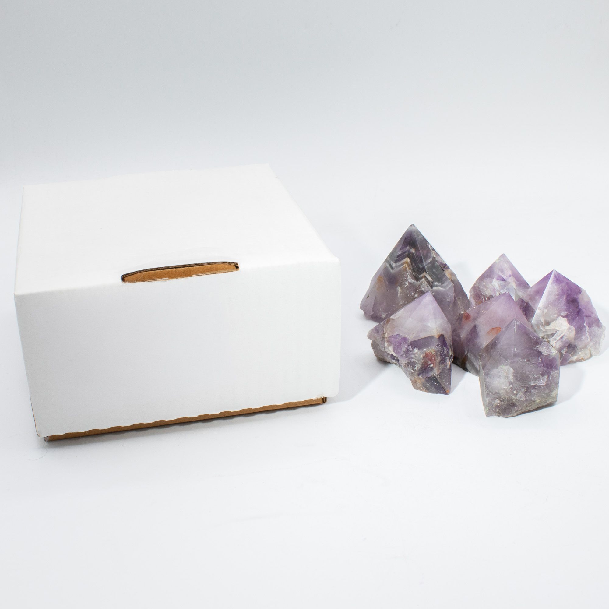 Puntas pulidas de piedras preciosas - amatista grado A (aprox. 5-6 piezas) - Imagen 5