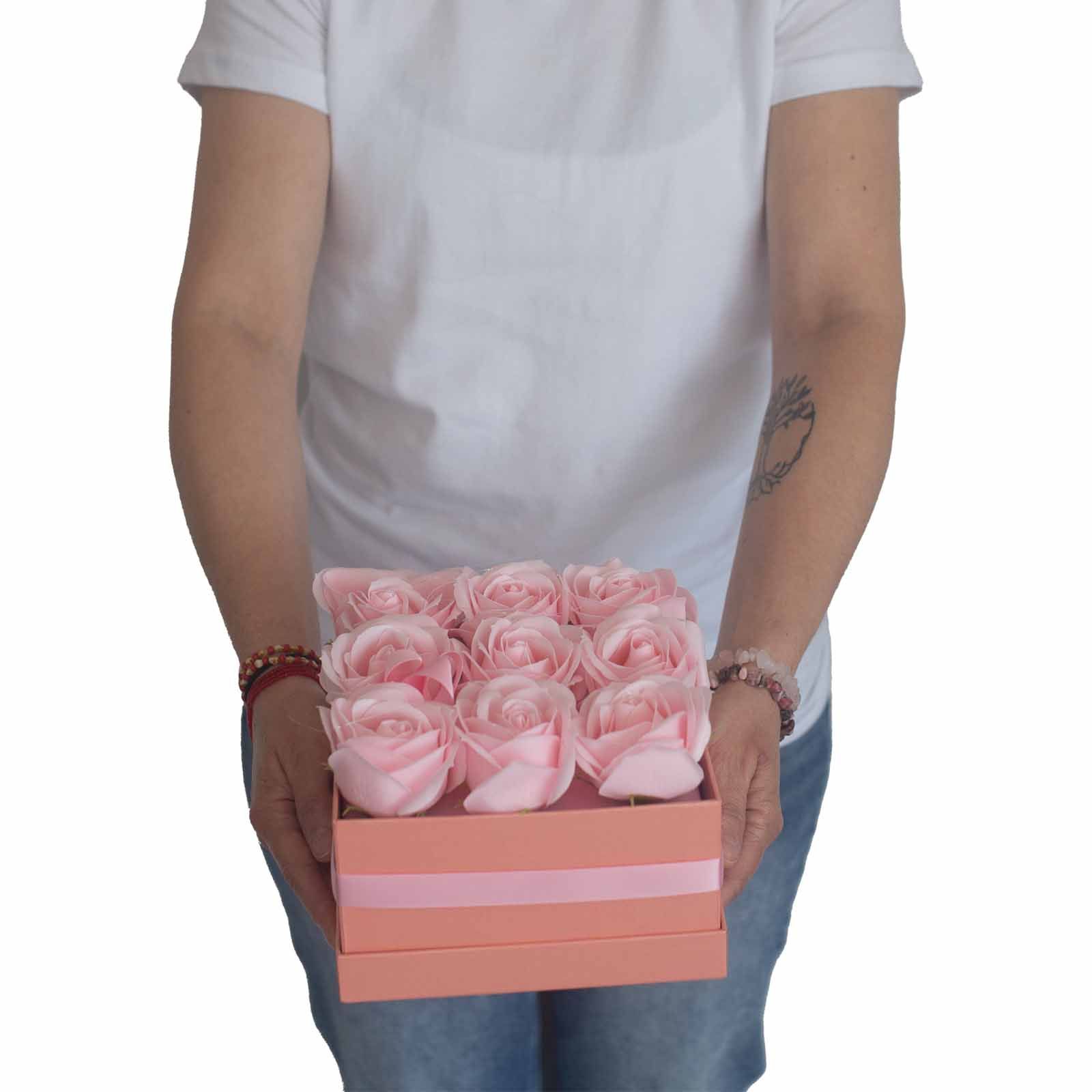Caja de Regalo - Flor de Jabón 14 Rosas Rosas - ronda - Imagen 9