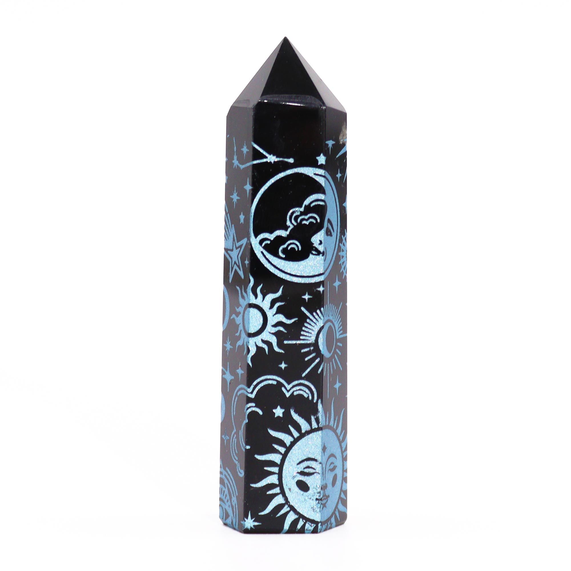 Puntas de Obsidiana Negra (aprox 60-70 gm 9cm) - Historia Mística - Azul Cielo - Imagen 5
