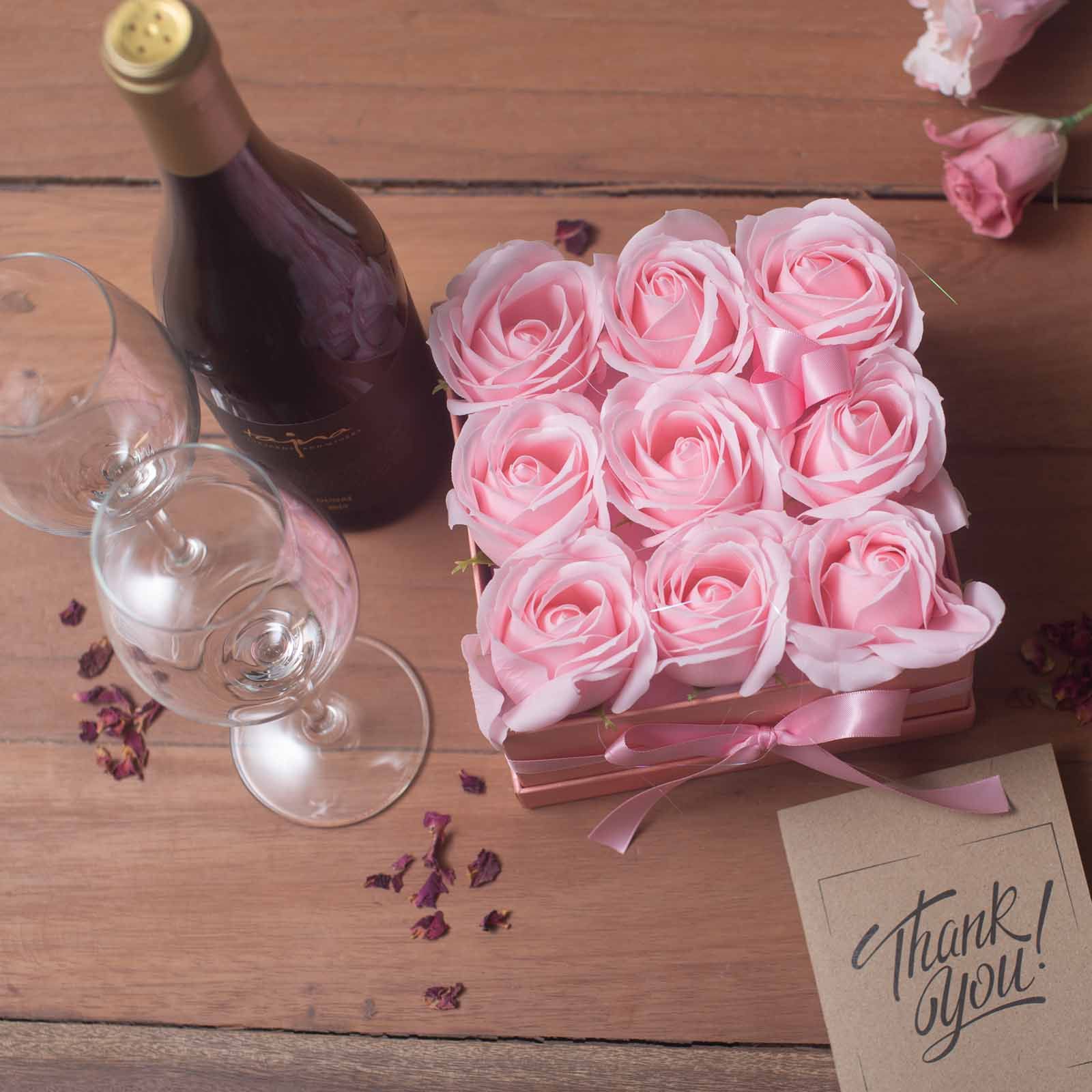 Caja de Regalo - Flor de Jabón 14 Rosas Rosas - ronda - Imagen 11