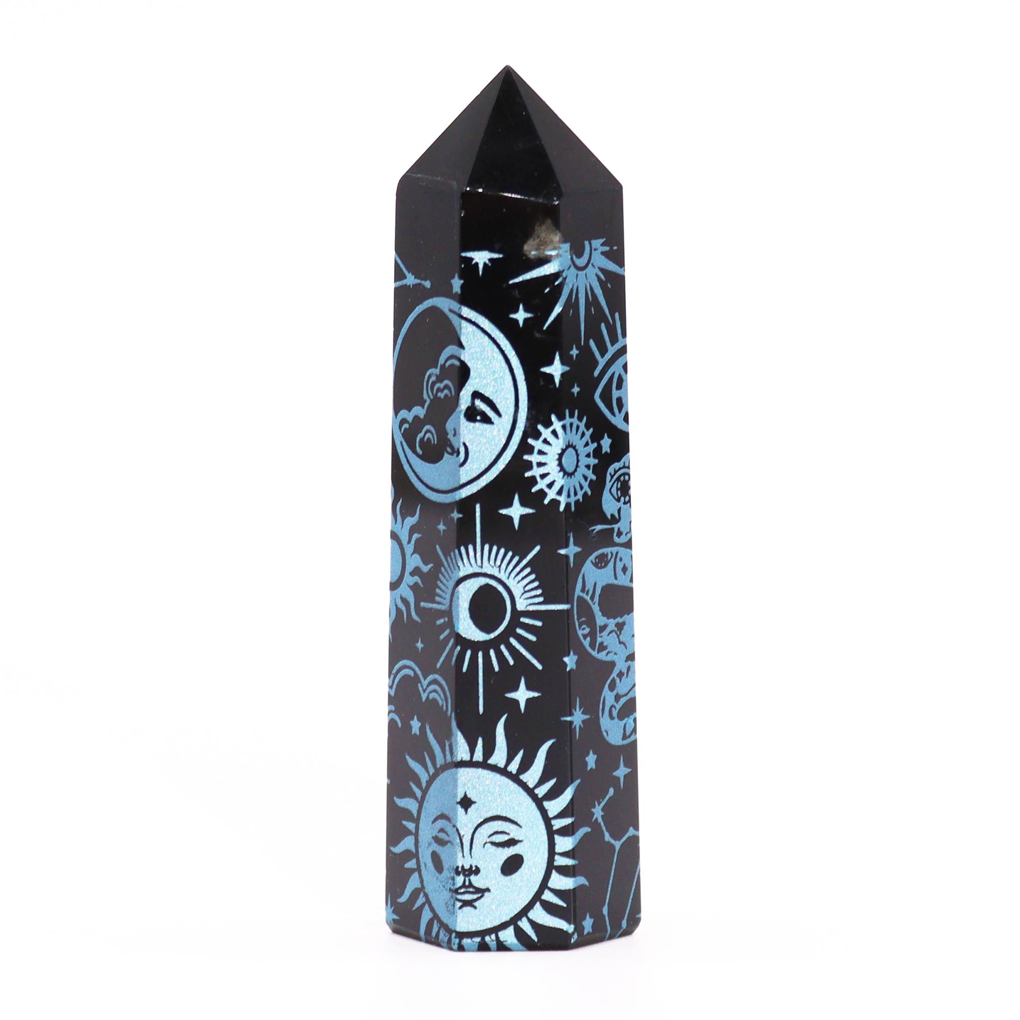 Puntas de Obsidiana Negra (aprox 60-70 gm 9cm) - Historia Mística - Azul Cielo - Imagen 7