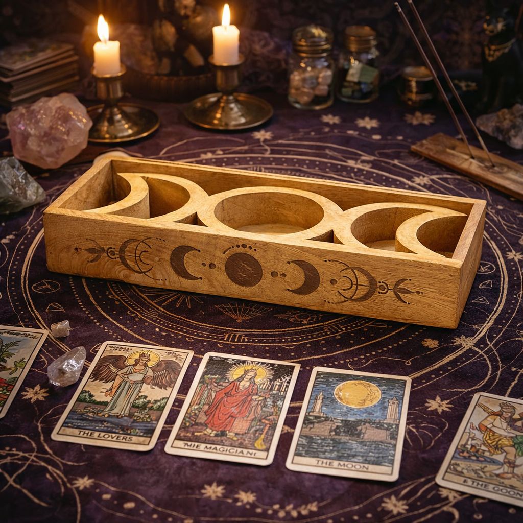Bandeja de Tarot con Fase Lunar y Soporte para Cartas - Imagen 3
