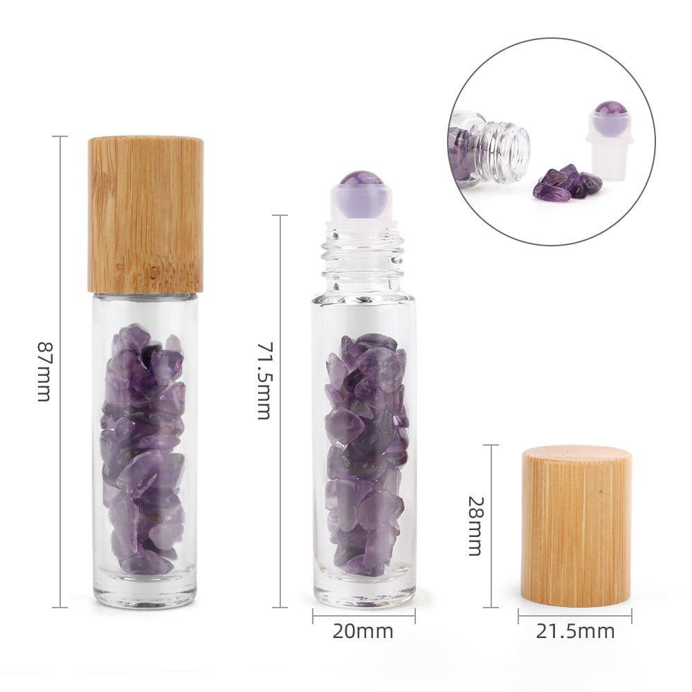 Botella de rodillo de aceite esencial de piedras preciosas - Amatista - Tapa de madera - Imagen 4