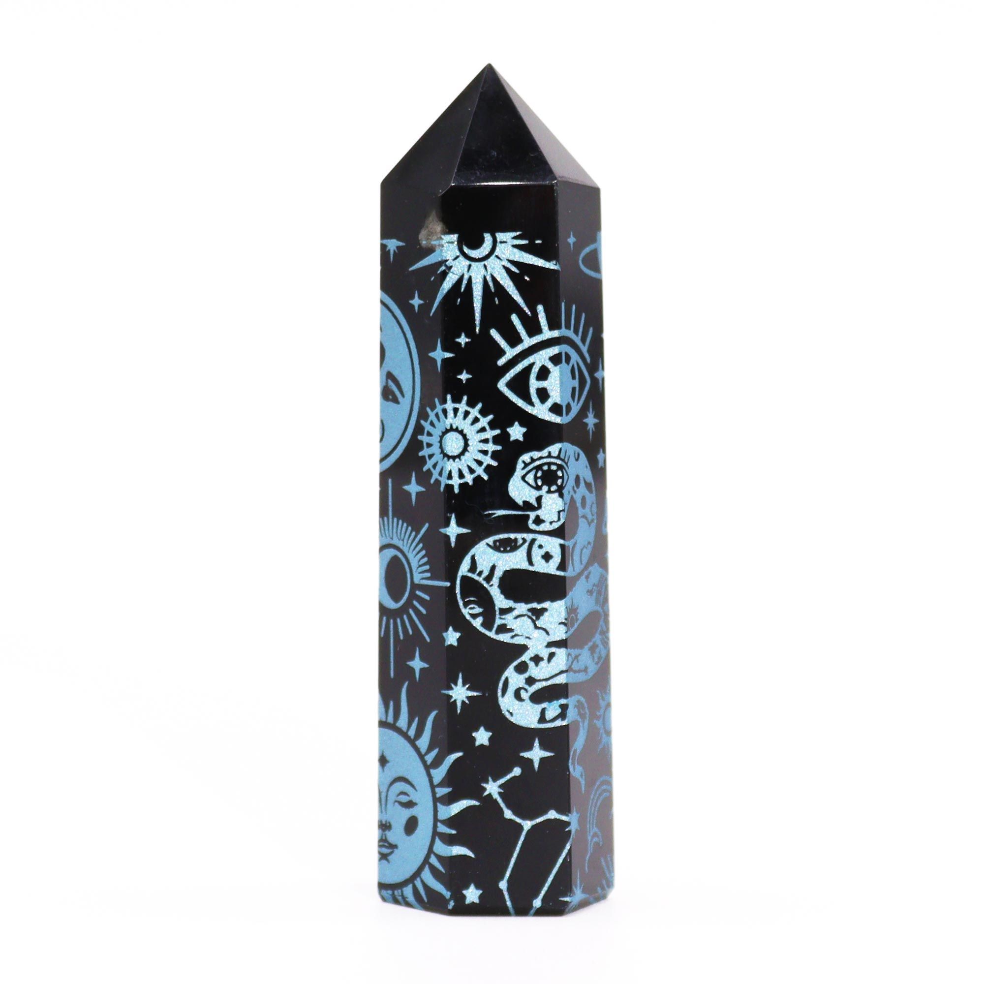 Puntas de Obsidiana Negra (aprox 60-70 gm 9cm) - Historia Mística - Azul Cielo - Imagen 4