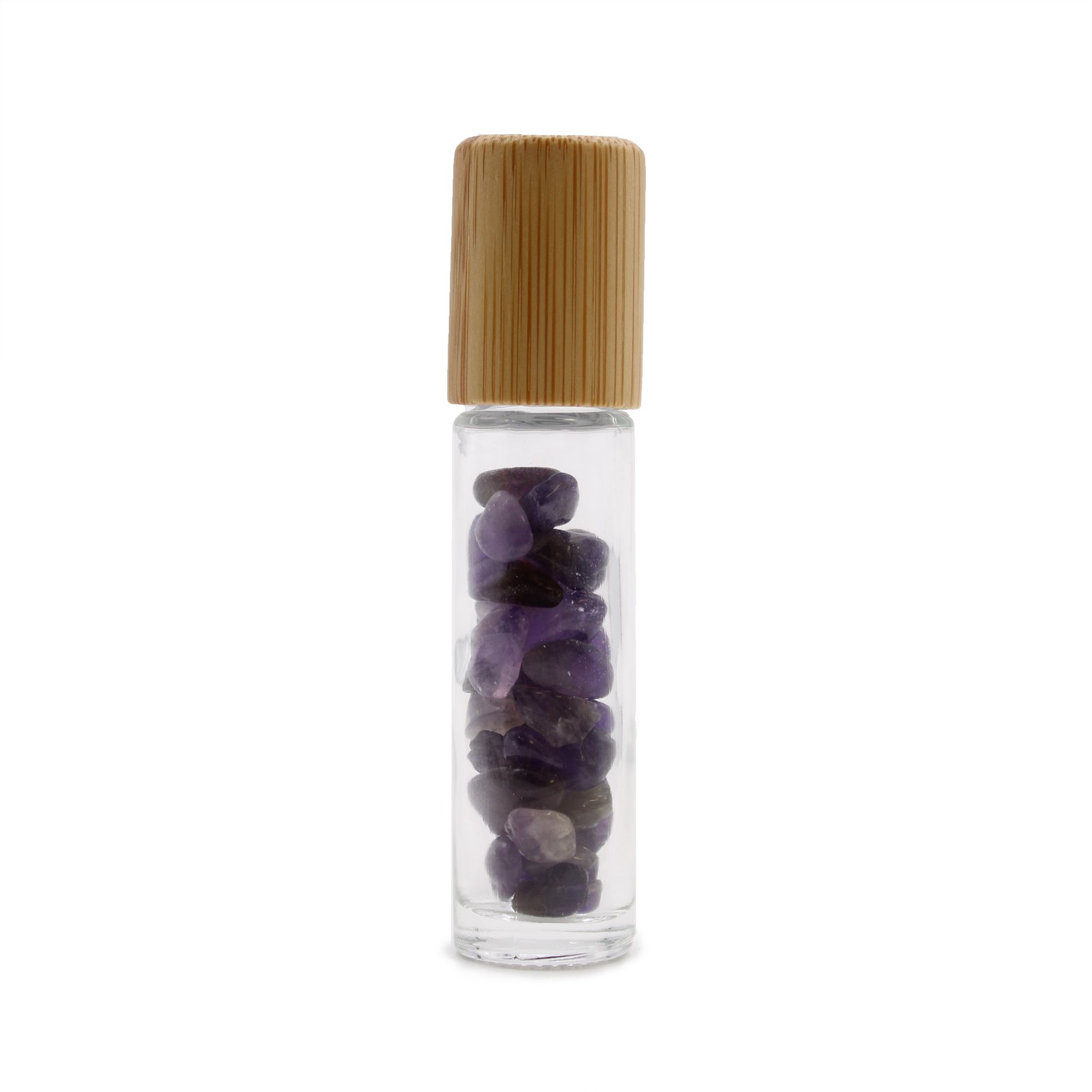 Botella de rodillo de aceite esencial de piedras preciosas - Amatista - Tapa de madera - Imagen 3