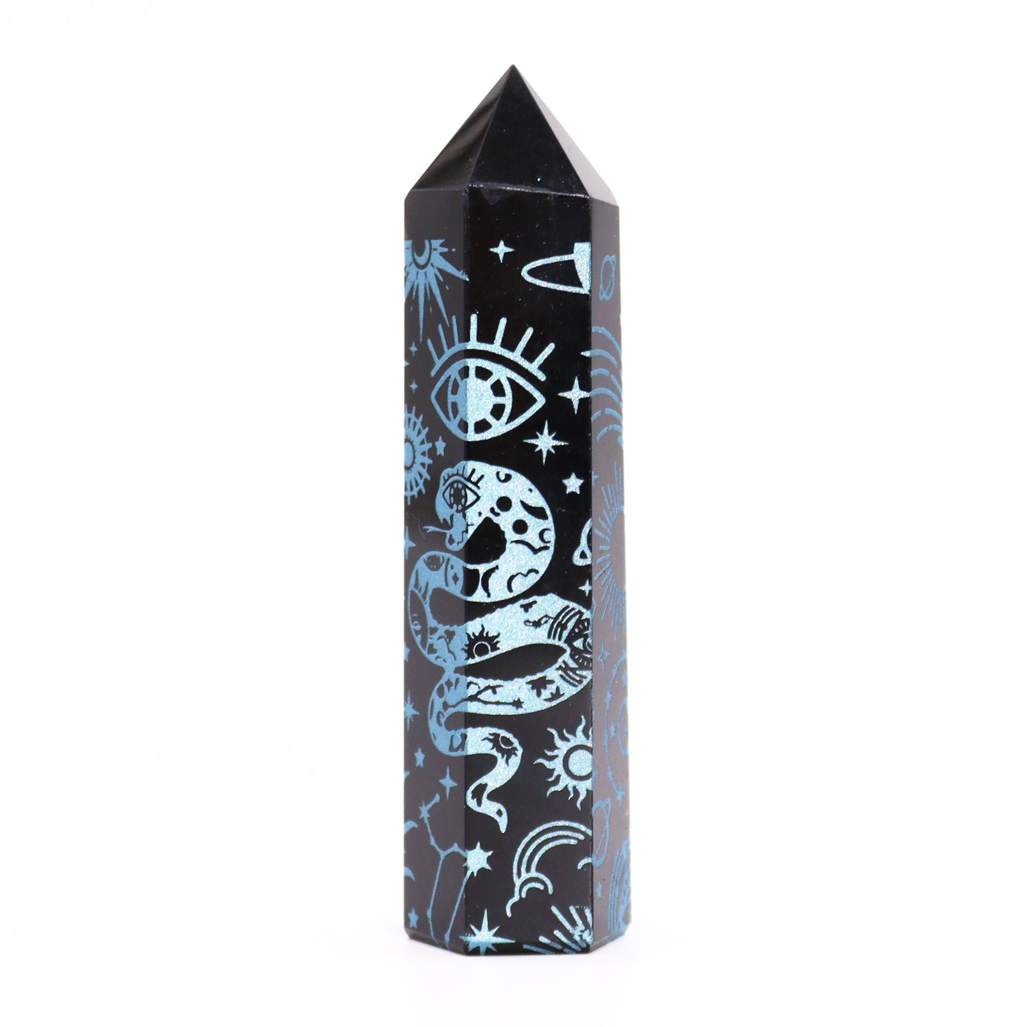 Puntas de Obsidiana Negra (aprox 60-70 gm 9cm) - Historia Mística - Azul Cielo - Imagen 3