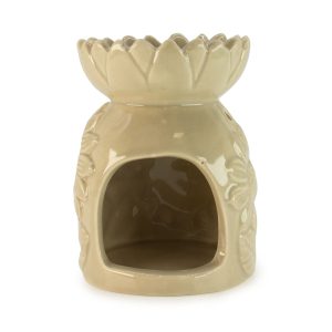 Quemador de aceite de girasol de cerámica - beige pastel