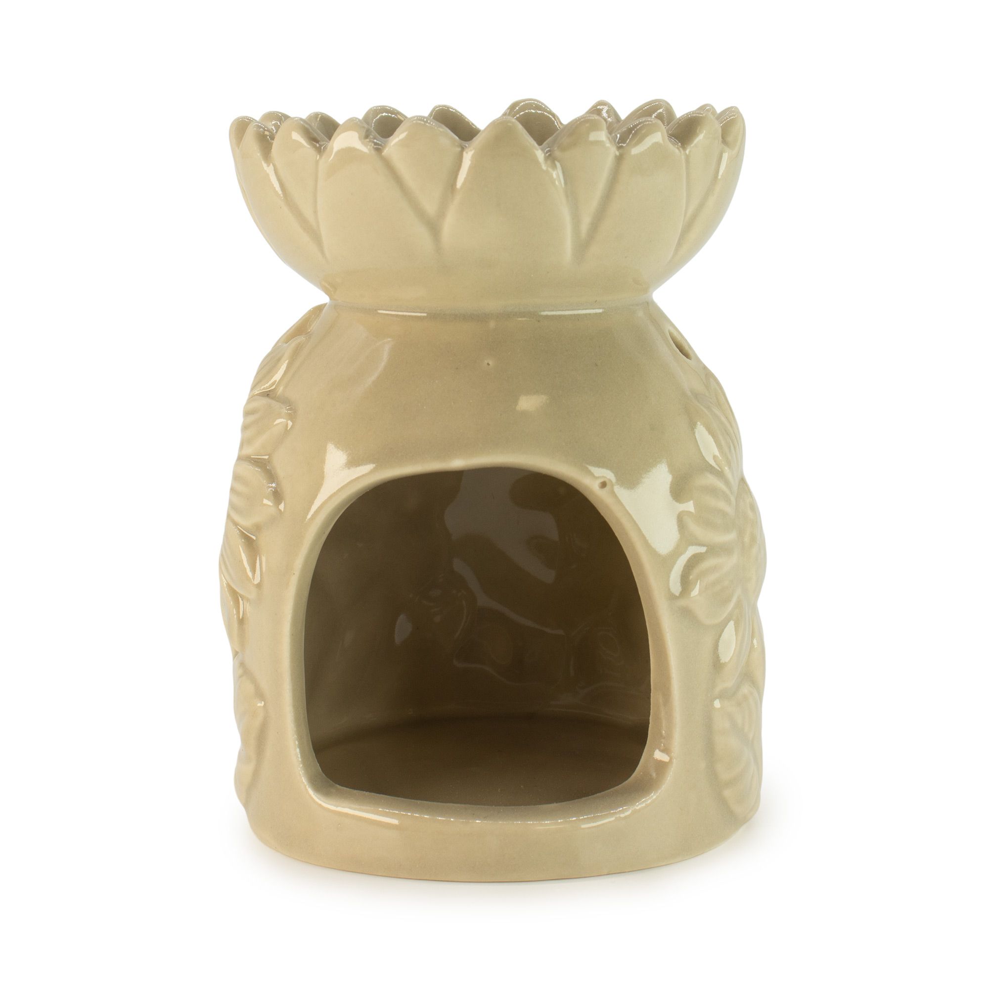 Quemador de aceite de girasol de cerámica - beige pastel