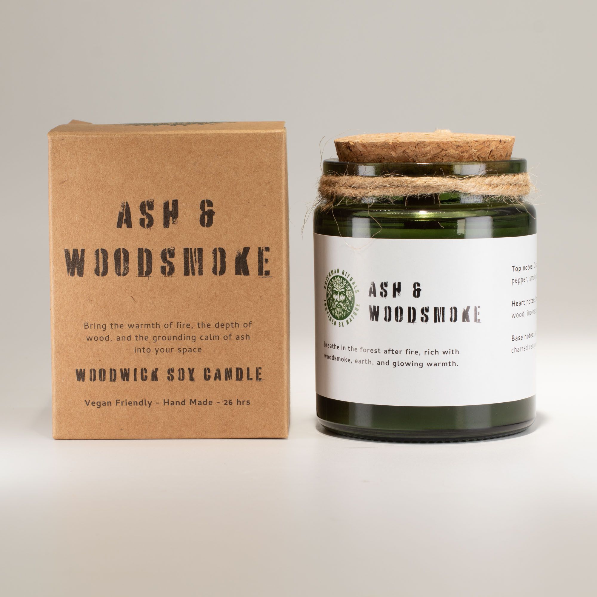 Greenman Woodwick Vela de soja - Ceniza y Humo de Madera - Imagen 4