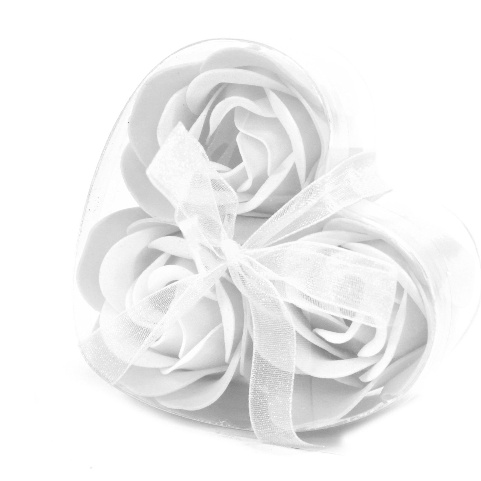 Set de 3 flores de jabón caja corazón - rosas blanca - Imagen 2