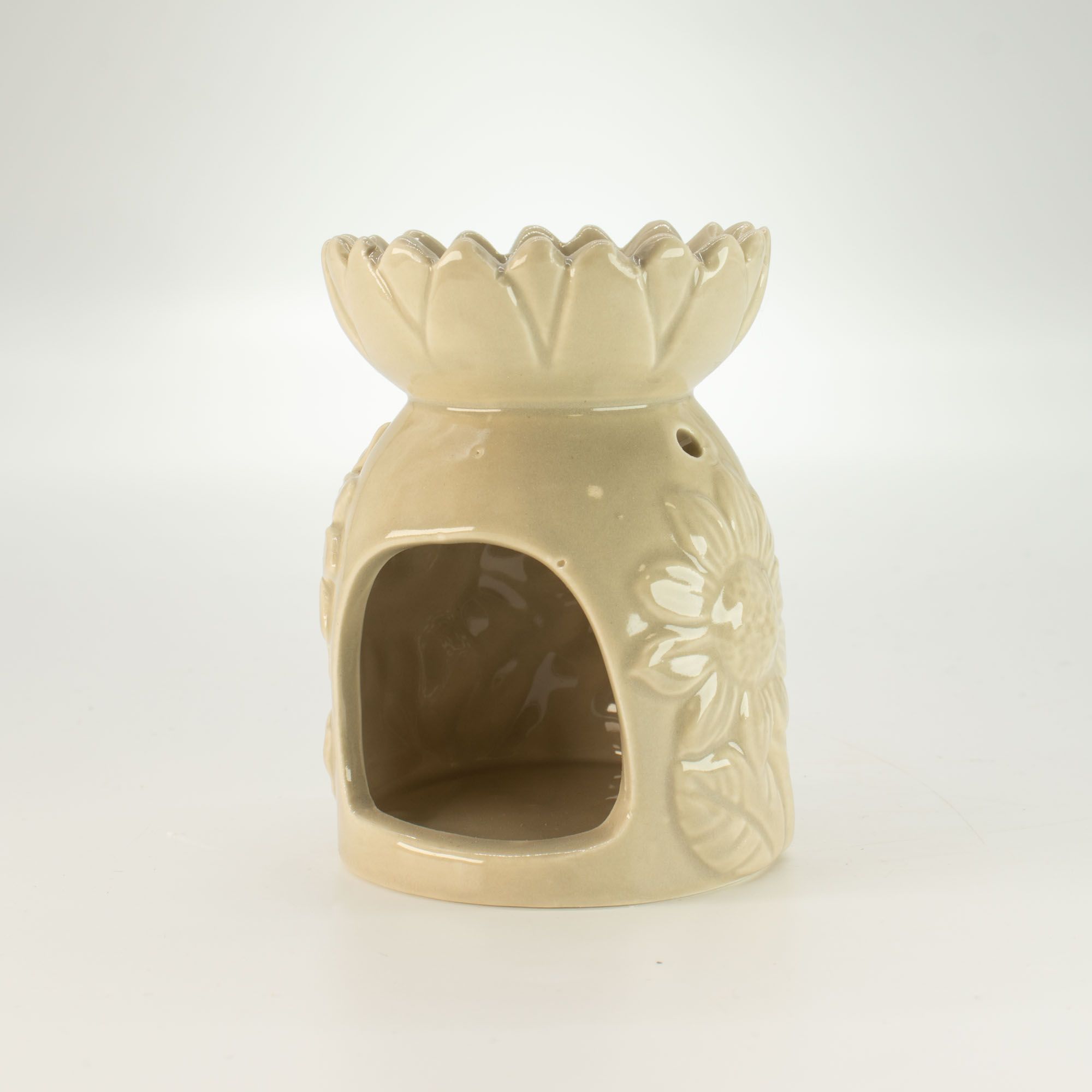Quemador de aceite de girasol de cerámica - beige pastel - Imagen 3