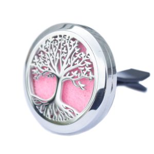 Difusor para coche de 30 mm con diseño de árbol de la vida y recambio rosa.