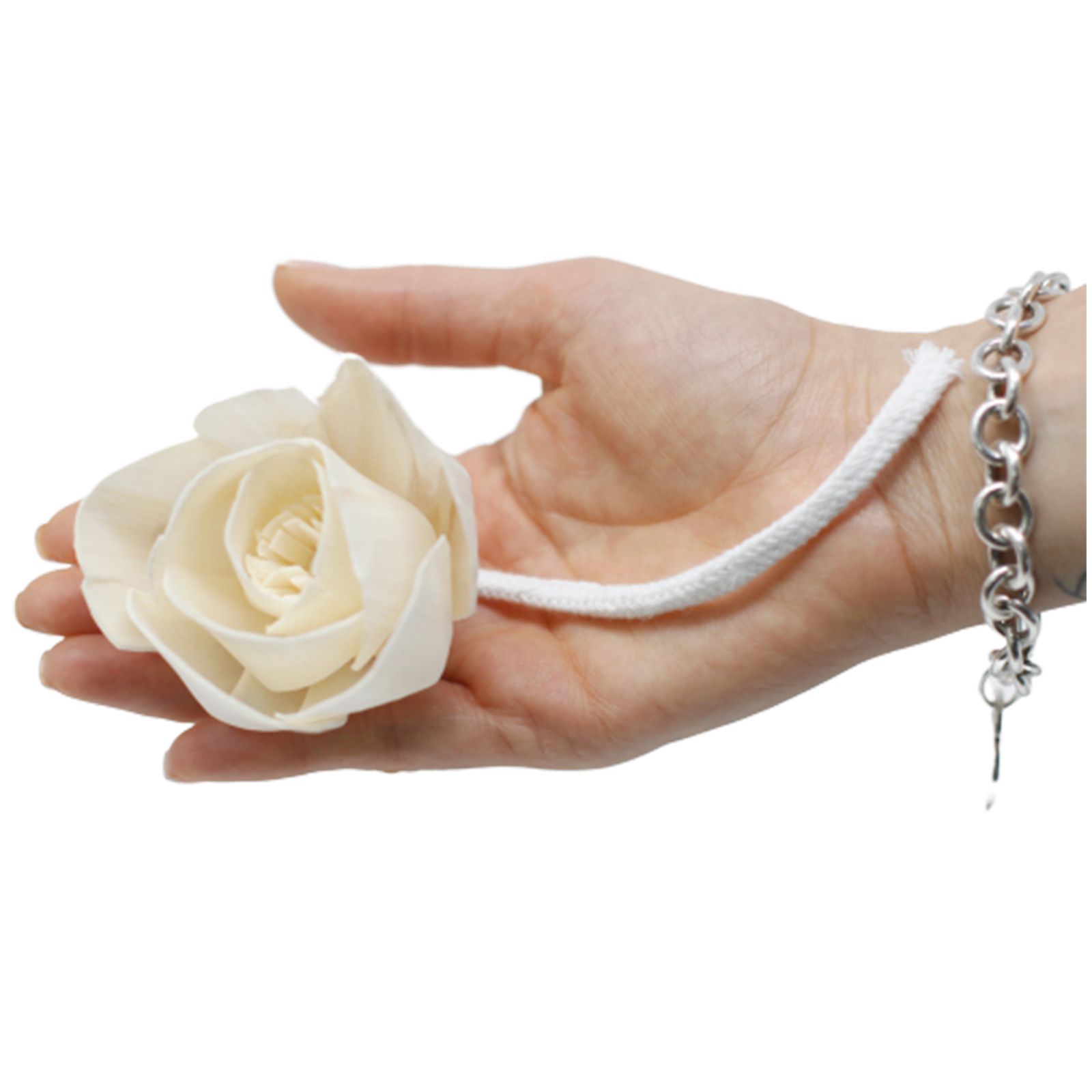 Flor Difusora de Madera Rosa Grande – Pack de 4, En Cordón - Imagen 8