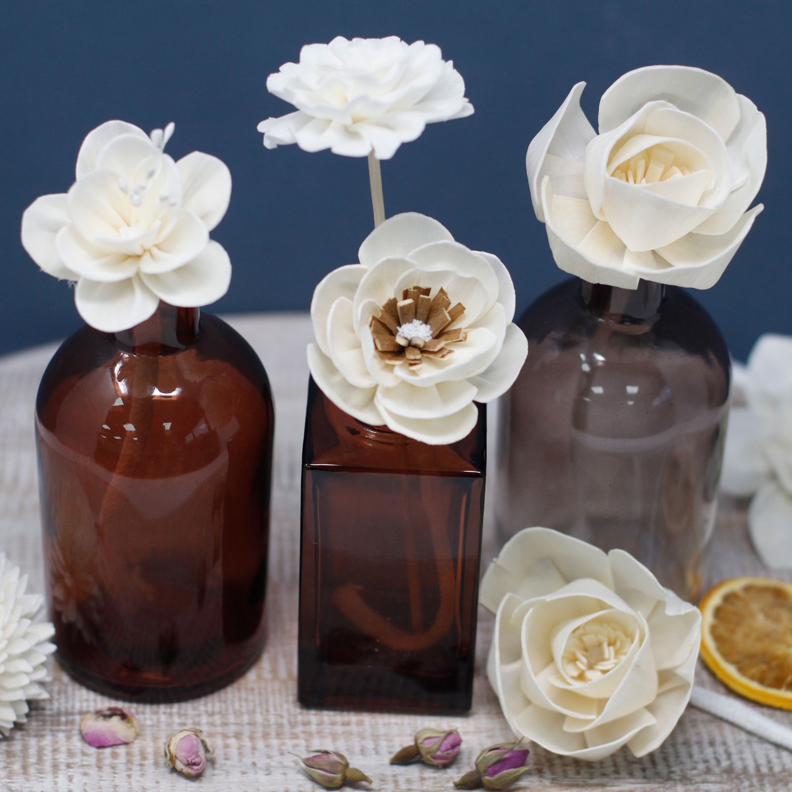 Flor Difusora de Madera Rosa Grande – Pack de 4, En Cordón - Imagen 9