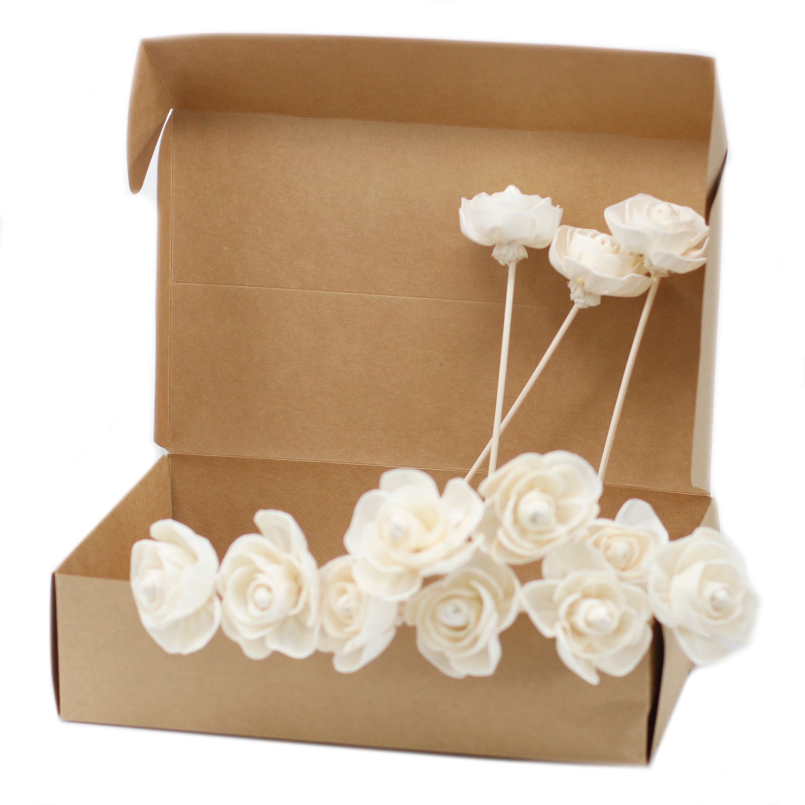 Flor Difusora de Madera Rosa Mediana – Pack de 4, En Caña - Imagen 6